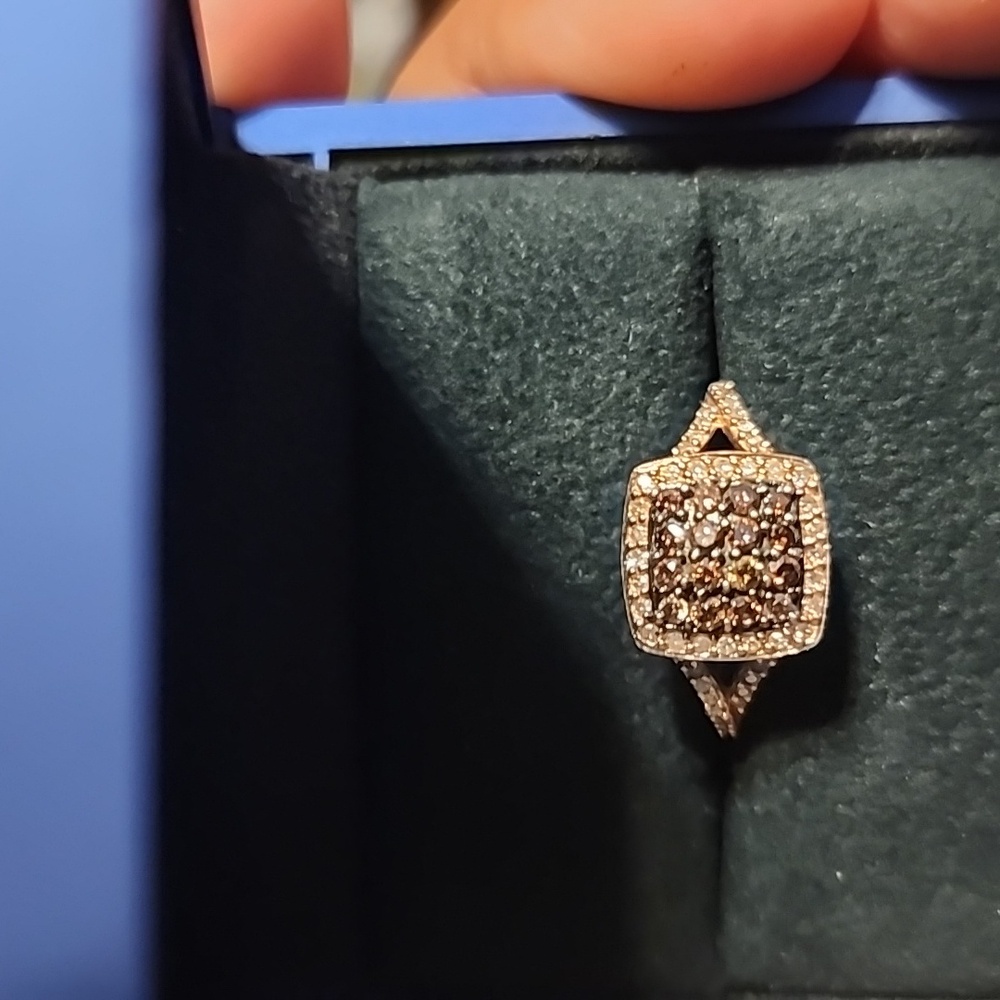 EFFY 14K Rose Gold Espresso and White Diamond Ring, 0.60 TCW Sz 7